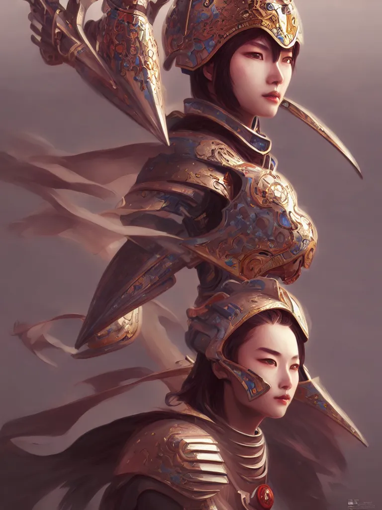 Image similar to portrait hero action pose of futuristic wetern female knights of zodiac, chinese dragon concept art, highly detailed, digital painting, artstation, sharp focus, illustration, art by tan zi and ayanamikodon and alphonse mucha and wlop