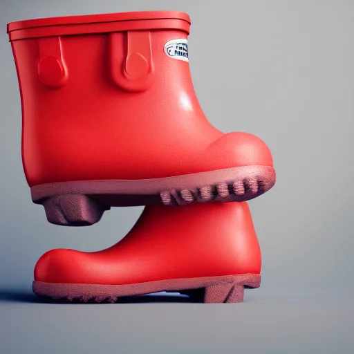 Image similar to digital art of a baby pig in red rainboots, 8 k render, octane render, saturated