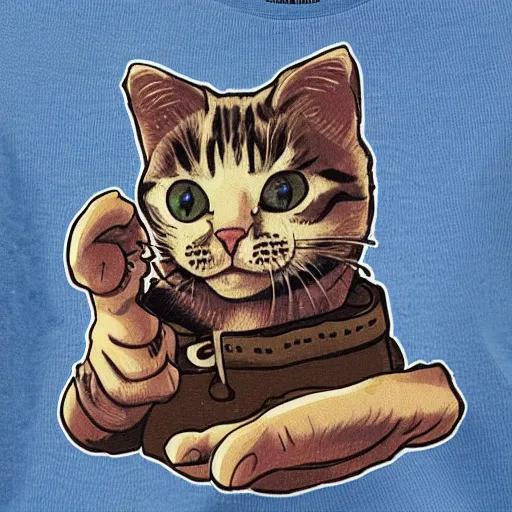 Image similar to cute cat in the pocket of a tshirt