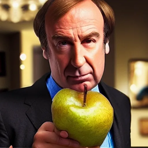 Image similar to saul goodman morphed into a pear