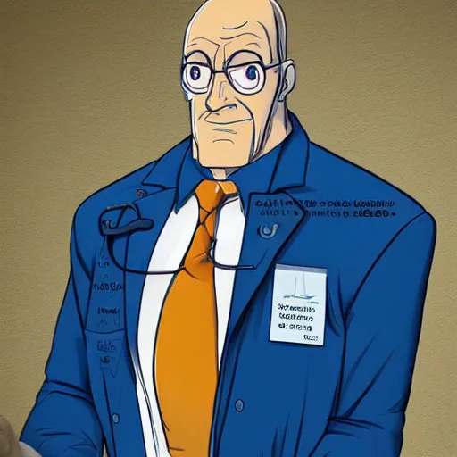 Image similar to A middle-aged Dr. Venture in real life with a hooked nose, a long gaunt face and skinny body and neck, very thin and bald, realistic, very realistic, hyperrealistic, highly detailed, very detailed, extremely detailed, detailed, digital art, oil painting, trending on artstation, headshot and bodyshot, detailed face, very detailed face, extremely detailed face, HD Quality, 8k resolution, very very detailed face, real life