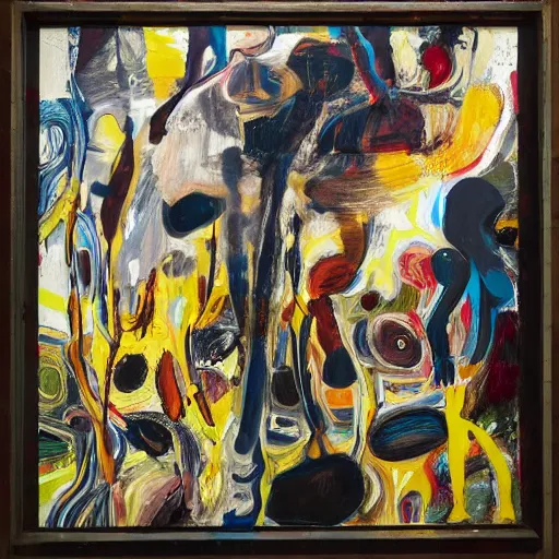 Prompt: _ in _ these _ paintings _ we _ see _ a _ who _ seem _ to _ be _ walking _ in _ circles, happy, painted by asger jorn, 8 k, in the style of ben quilty, oil paint with thick brushstrokes of paint, ultra detailed, realistic, paint drips all over