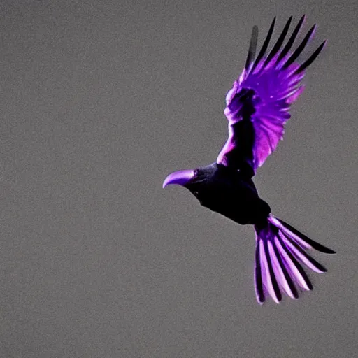 Prompt: crow flying out of old man's mouth gothic shades of purple