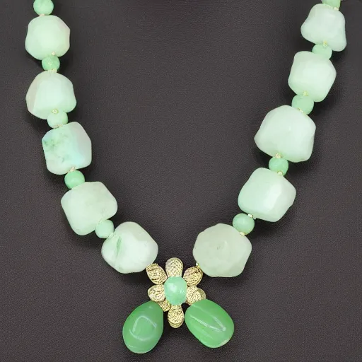 Image similar to simple embroidered clover necklace with jade stone