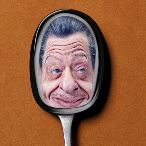 Image similar to jerry stiller face on a spoon