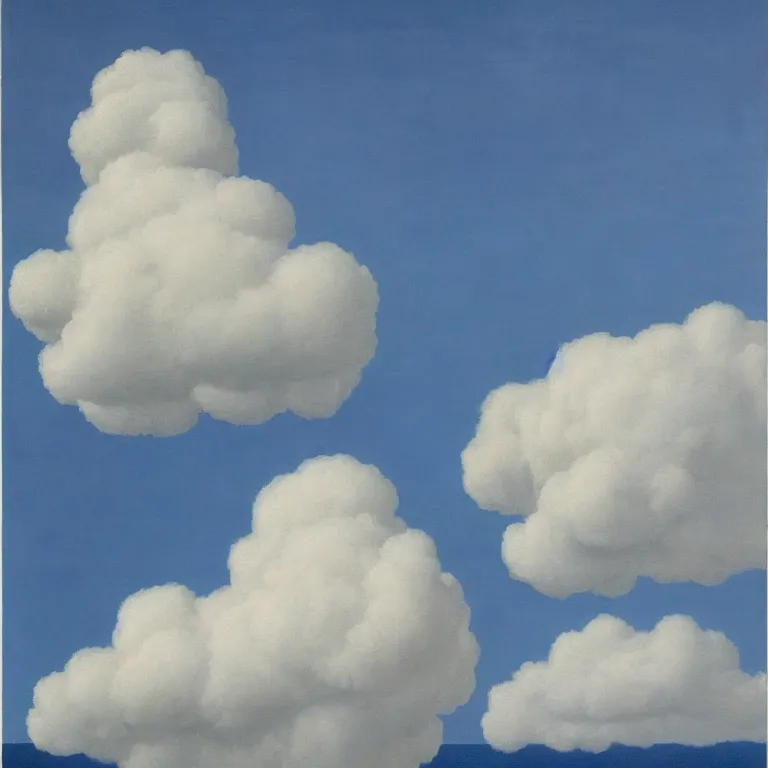 Image similar to portrait of a cloud man, by rene magritte, detailed painting, hd, hq, high resolution, high detail, 4 k, 8 k