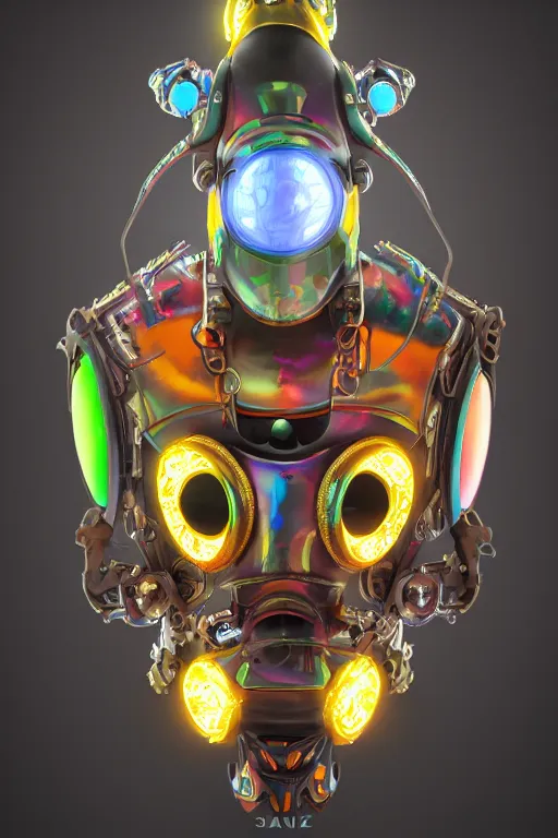 Image similar to colorful vivid steampunk mask minimalist fantasy art robot ninja helmet, global illumination ray tracing hdr fanart arstation by sung choi and eric pfeiffer and gabriel garza and casper konefal