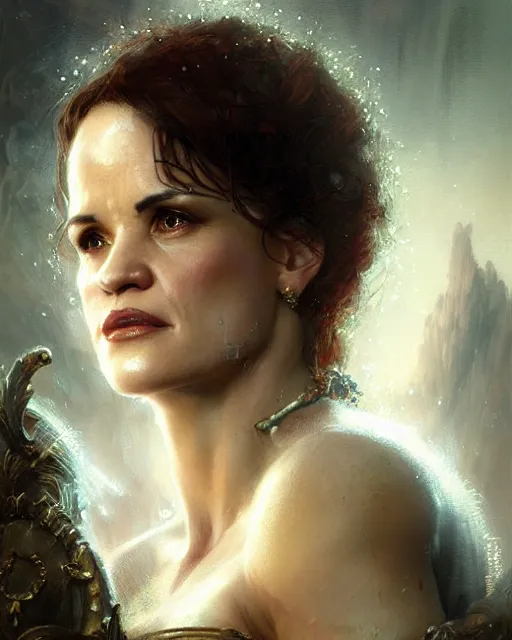 Image similar to portrait of a young carla gugino as soceress, fantasy character portrait, ultra realistic, concept art, intricate details, highly detailed by greg rutkowski, gaston bussiere, craig mullins, simon bisley
