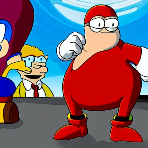 Sonic the hedgehog, in a screenshot of Family Guy, Stable Diffusion