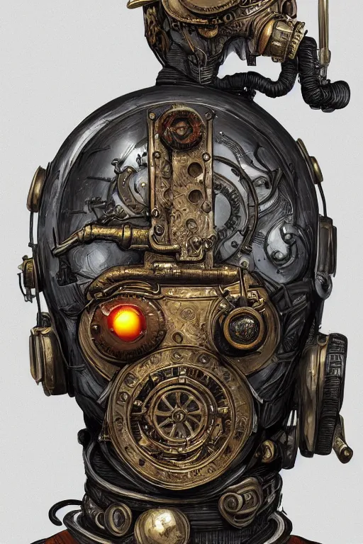 Image similar to steampunk helmet fantasy art mask robot ninja stylized digital illustration sharp focus, elegant intricate digital painting artstation concept art global illumination ray tracing advanced technology chaykin howard and campionpascale and cooke darwyn and davis jack