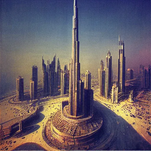 Image similar to gta : dubai, by beksinski