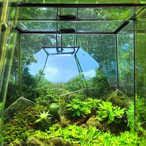 Image similar to inside a terrarium looking out