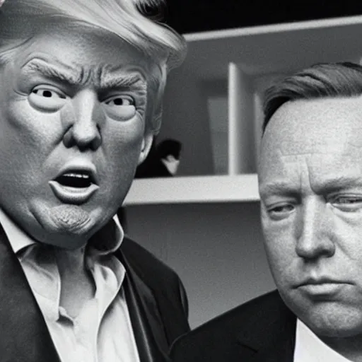 Image similar to wolfenstein 3 d screenshot : donald trump and alex jones