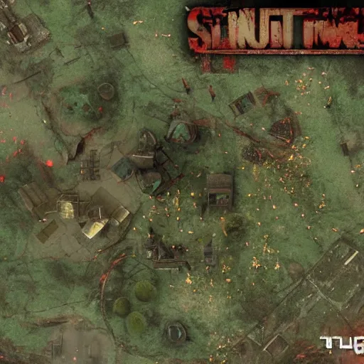 Image similar to a beautiful overhead view of silent hill rts, unreal, ultra detailed
