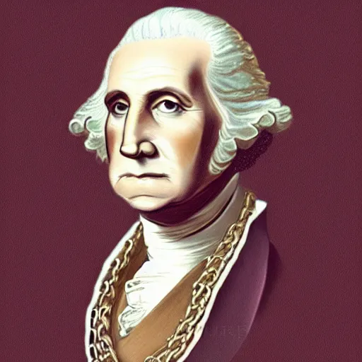 Prompt: a photorealistic colored pencil sketch of a distinguished George Washington wearing a gold chain around his neck with a small Doubloon coin attached as a necklace. This 4K HD image is Trending on Artstation, featured on Behance, well-rendered, extra crisp, features intricate detail and the style of Unreal Engine.