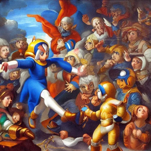 Image similar to Baroque painting of MegaMan