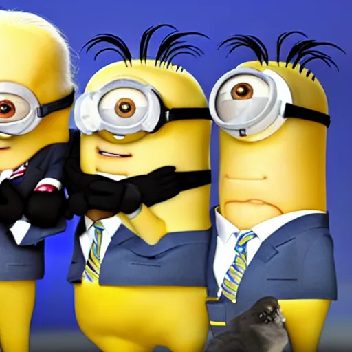 Image similar to biden with minions