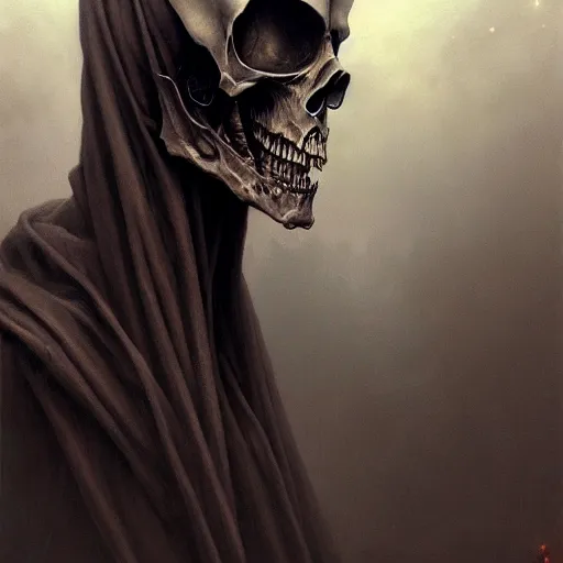 Prompt: a portrait of the grim reaper of death, sci-fi concept art by giger and beksinski and szukalski and wlop and pete mohrbacher, digital art, highly detailed, intricate, horror, sharp focus, Trending on Artstation HQ, deviantart, unreal engine 5, 4K UHD image