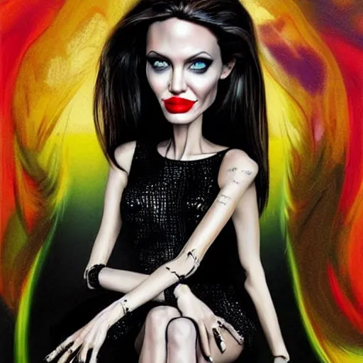 Image similar to beautiful angelina jolie portrait like a monster high doll