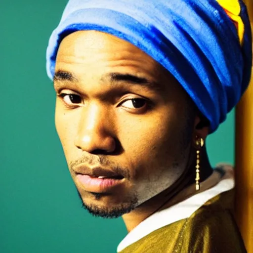 Prompt: frank ocean as girl with a pearl earring