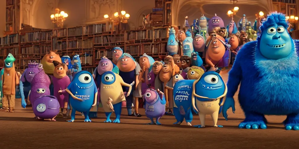 Image similar to giant slug attacking students in spacious laboratory, monster university, monsters university 2 0 1 3