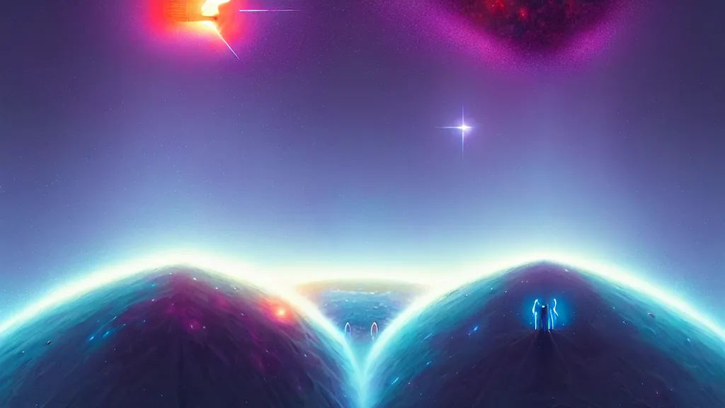 Prompt: celestial gateway, birth and death of a star by christopher balaskas and john harris and dan mumford and josan gonzalez and beeple, hyperrealistic, high detail, ultra detailed, space, nebula, sharp focus, stellar formation, astronomy, science, annihilation