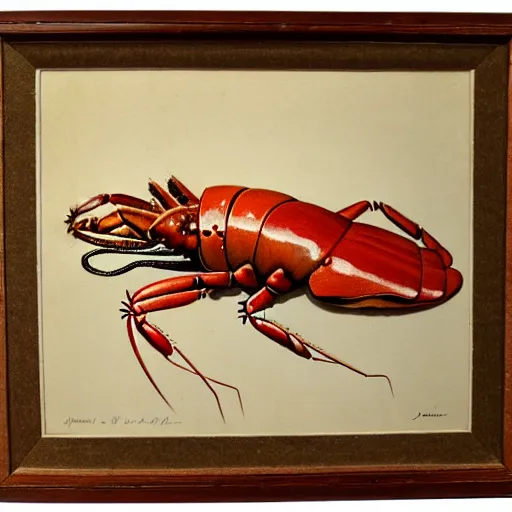 Prompt: 1950s lobster . muted colors by Jean-Baptiste Monge