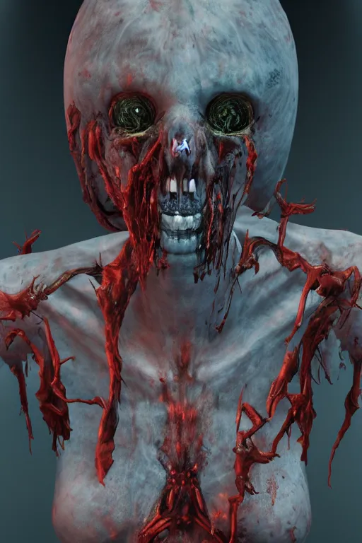 Prompt: cosmic horror zombie necromancer portrait by binx.ly rendered by discodiffusion 8k 3d unrealengine