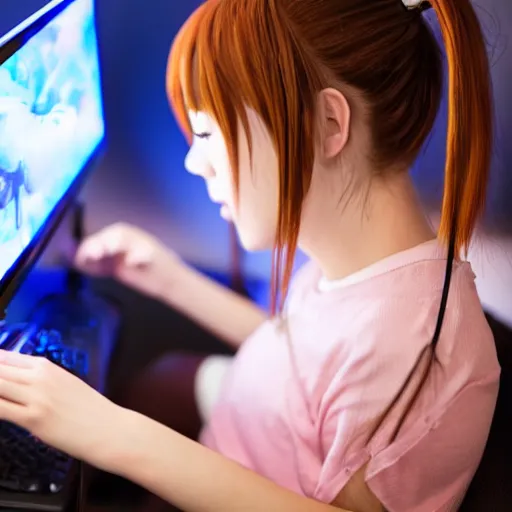 Image similar to anime girl playing video games