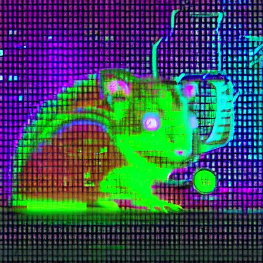 Image similar to cyberpunk hamster made of glowing rainbow neon lights gems and crystals, light reflection, 8 k, hd, logo