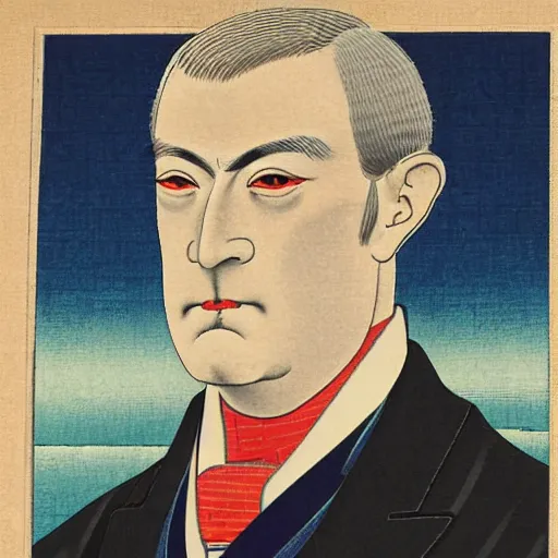 Image similar to ukiyo-e portrait of Woodrow Wilson
