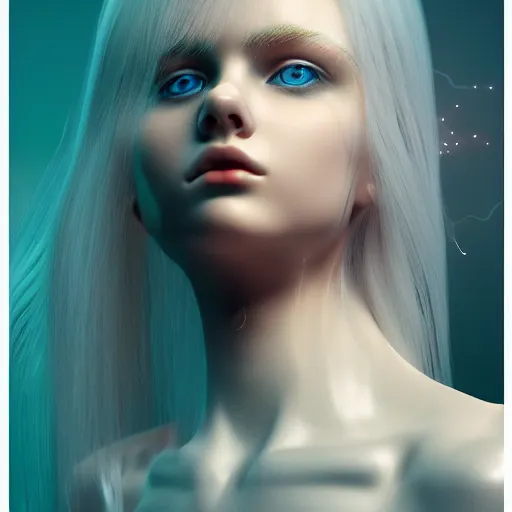 Prompt: beautiful angel, full body, flowing hair, blue eyes, beautiful aesthetic, mystery, by james jean, trending on artstation, digital art, cinematic lightning, octane render, ultra high detail, ultra realistic