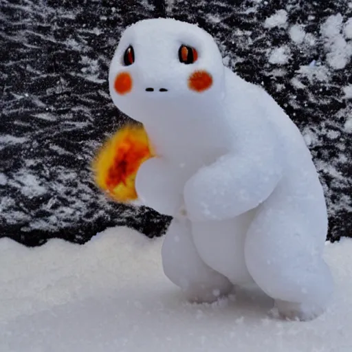 Image similar to white charmander made of snow photography