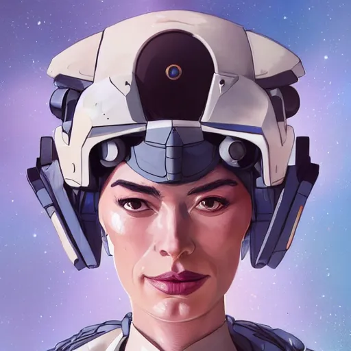 Image similar to a portrait of a stunning beautiful elite lena headey gundam pilot, with an intricate, detailed, urban inspired hiphop afro futuristic helmet, vector behance hd jesper ejsing, rhads, makoto shinkai, lois van baarle, ilya kuvshinov, rossdraws, hd, 3 2 k, ilya kuvshinov, gustav klimt