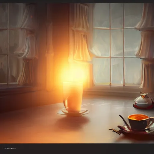 Prompt: A cup full of light, extra detailed, digital illustration, digital painting, Matte painting, trending on artstation and unreal engine