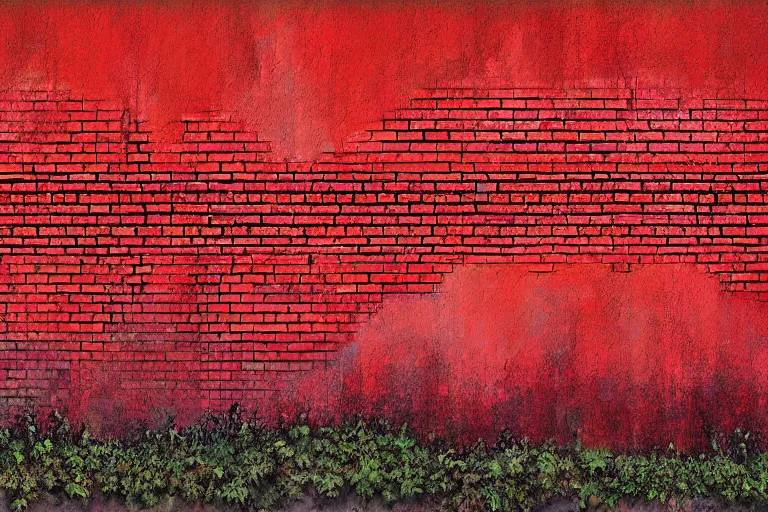 Image similar to abstract wall painting of nature landscape, red brick style, rule of thirds, shining, by adonna khare, by amir zand, by banksy, digital painting