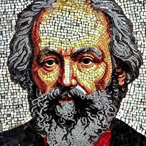 Prompt: Karl Marx, Orthodox mosaic