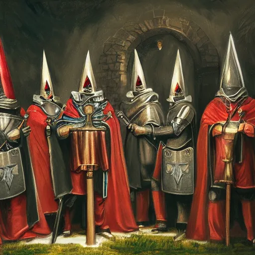 Prompt: award winning portrait photo of knights templar having a party, photorealistic
