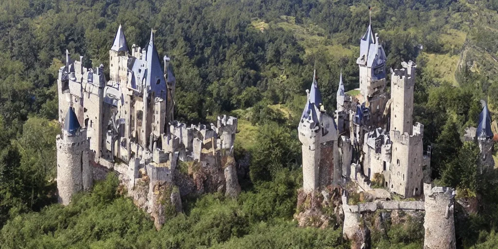 Image similar to huge medieval fantasy castle falling to the ground