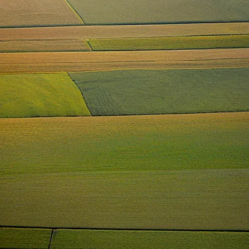 Image similar to view from a helicopter of Midwest farmland, extreme detail, photograph, by greg rutkowski