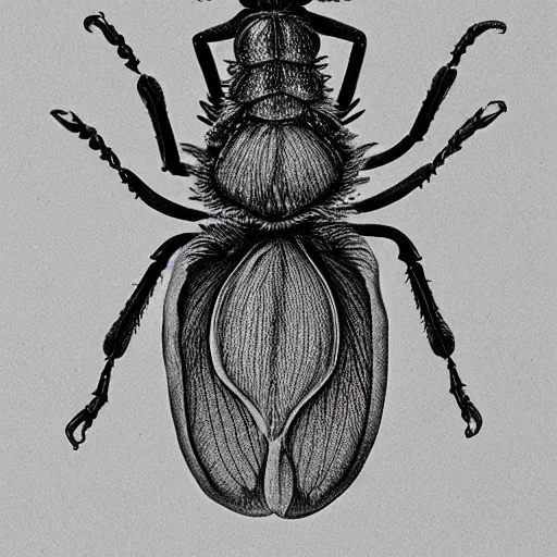 Image similar to bug, black and white, botanical illustration