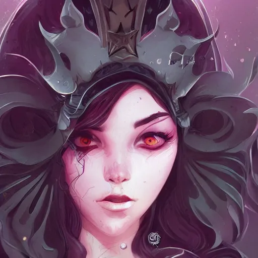 Image similar to ghost belle, heroine, beautiful, young, minimalist, detailed close - up portrait in the style of ross tran, marte gracia, and peter mohrbacher, comic book lineart