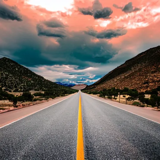 Prompt: photograph of a road in colorado, dashcam footage,