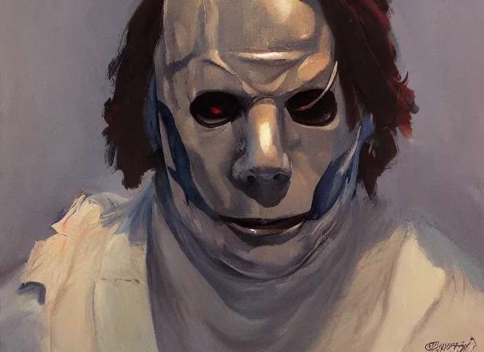 Image similar to a highly detailed beautiful portrait of michael myers by gregory manchess, james gurney, james jean