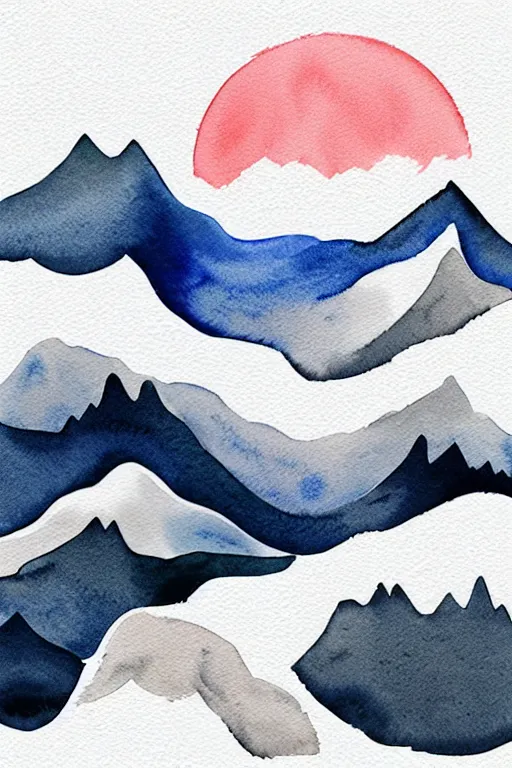 Image similar to minimalist watercolor art of swiss alps, illustration, vector art