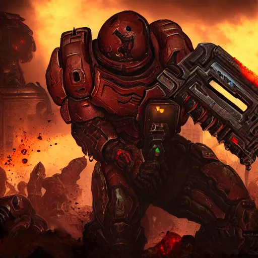 Image similar to doom slayer from doom eternal, photography