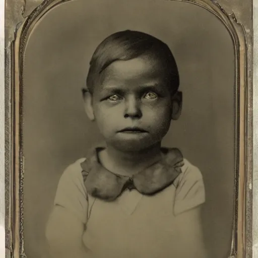 Image similar to facial portrait of a 3 year old boy, 1 9 1 9, ambrotype, by george s. cook, award winning