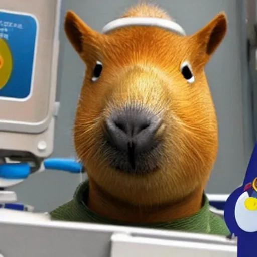 Image similar to an adorable capybara astronaut by pixar