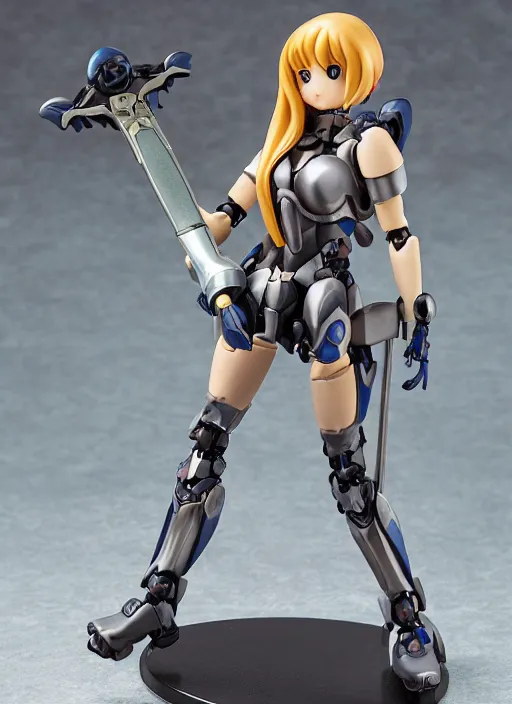 Prompt: toy design,Girl in mecha cyber Armor, portrait of the action figure of a girl, with bare legs， holding a scythe weapon， anime figma figure, studio photo, flight squadron insignia, realistic military gear, 70mm lens,