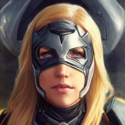 Prompt: stephanie brown in destiny titan armor, beautiful face!!!!, 2 7 years old, long blonde hair, cg animation, realistic, character select portrait, by artgerm, greg rutkowski, alphonse mucha, 3 d